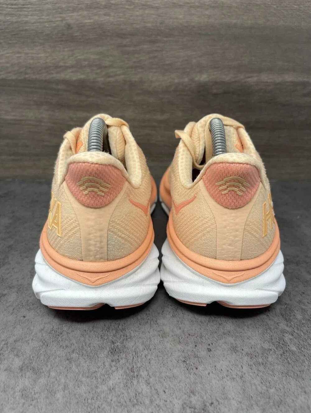 HOKA Clifton 9 Womens Size 8.5 Cantaloupe White Road Running Walking Shoes